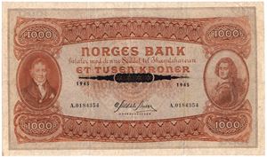 1000 kroner 1945 A.0184354. Kv.1