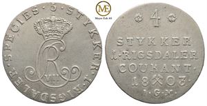 1/5 speciedaler 1803. Christian VII. Kv.1+