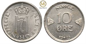 10 øre 1919 Haakon VII. Kv.0