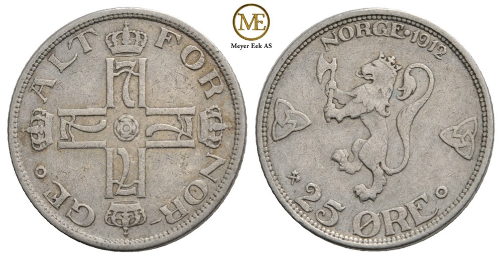 25 øre 1912 Haakon VII. Kv.1