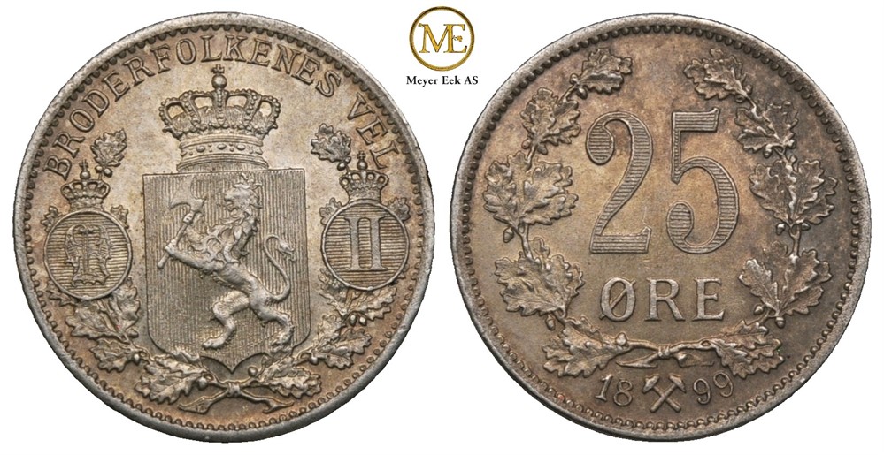 25 øre 1899 Oscar II. Kv.0