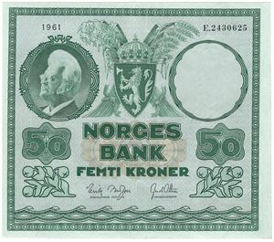 50 kroner 1961 E.2430625. Kv.01