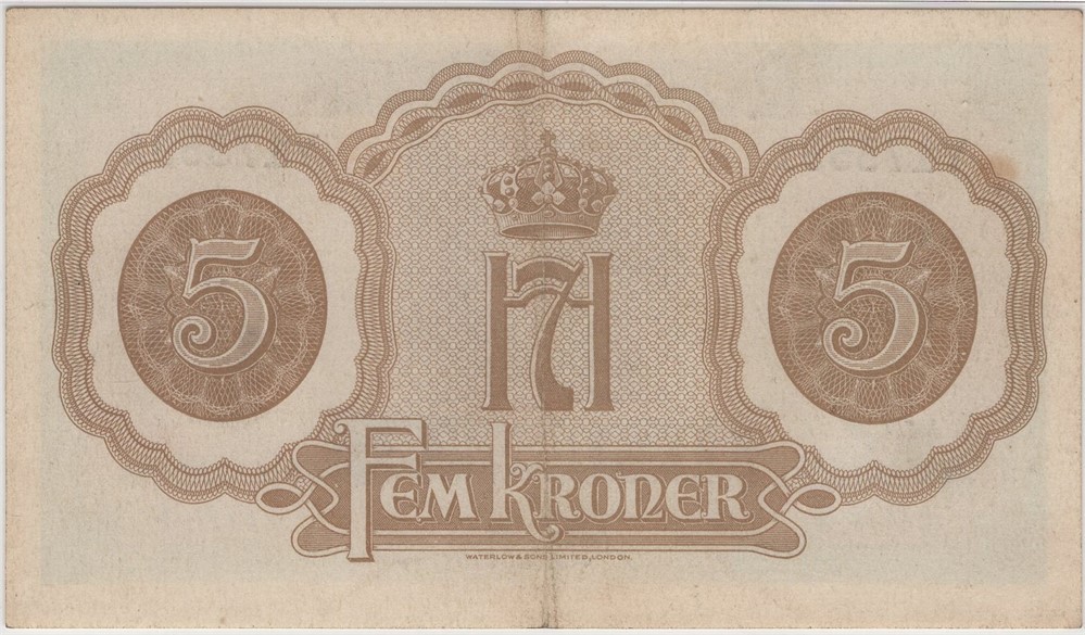 5 kroner 1944 Y.173591 London utg. Kv.01