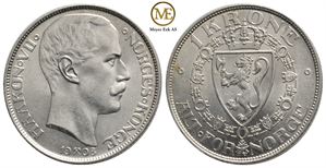 1 krone 1908 u/plate Haakon VII. Praktfult eksemplar. Kv.0