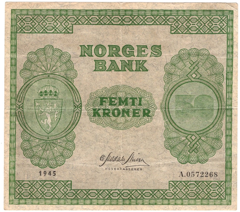 50 kroner 1945 A.0572268. Kv.1