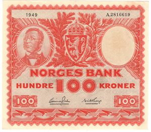 100 kroner 1949 A.2816619. Kv.1/1+