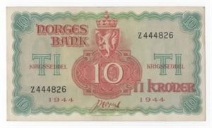 10 kroner 1944 Z london seddel