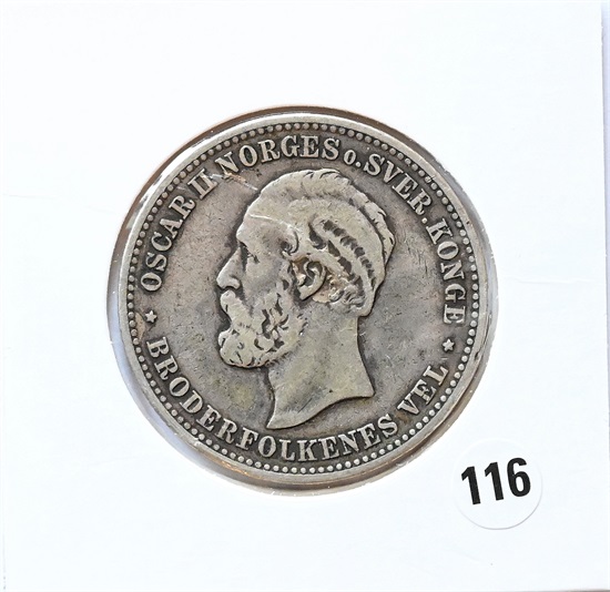 Norge 2 kroner 1878 kv. 1