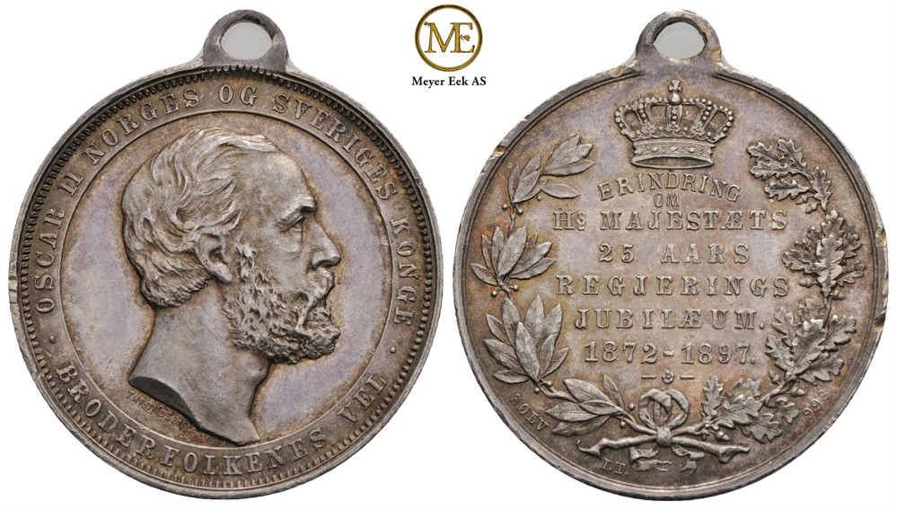 Oscar II 25 års regjeringsmedalje 1872-1897 Kv.01