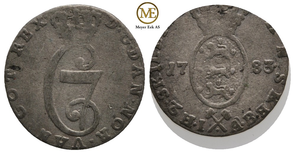 2 skilling 1783 Christain VII. NMD.81a. Bauert. Kv.1