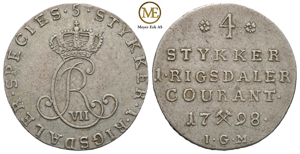 1/5 speciedaler 1798. Christian VII. Kv.1+