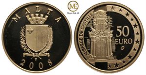 50 euro gull 2008 Malta. Proof