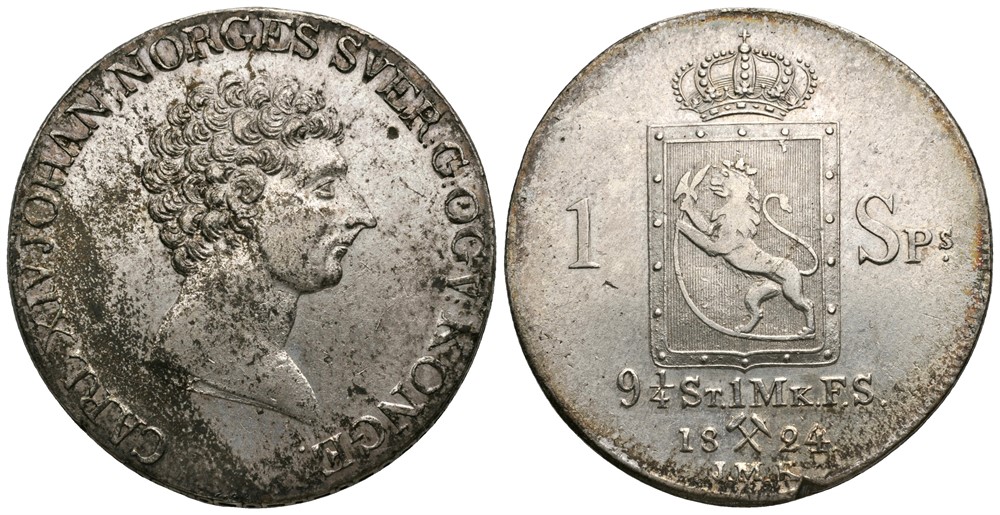 Speciedaler 1824 Carl XIV Johan. Kv.01