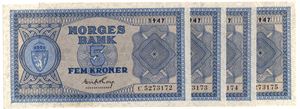 5 kroner 1947 C.5273172-75 i serie. Kv.0