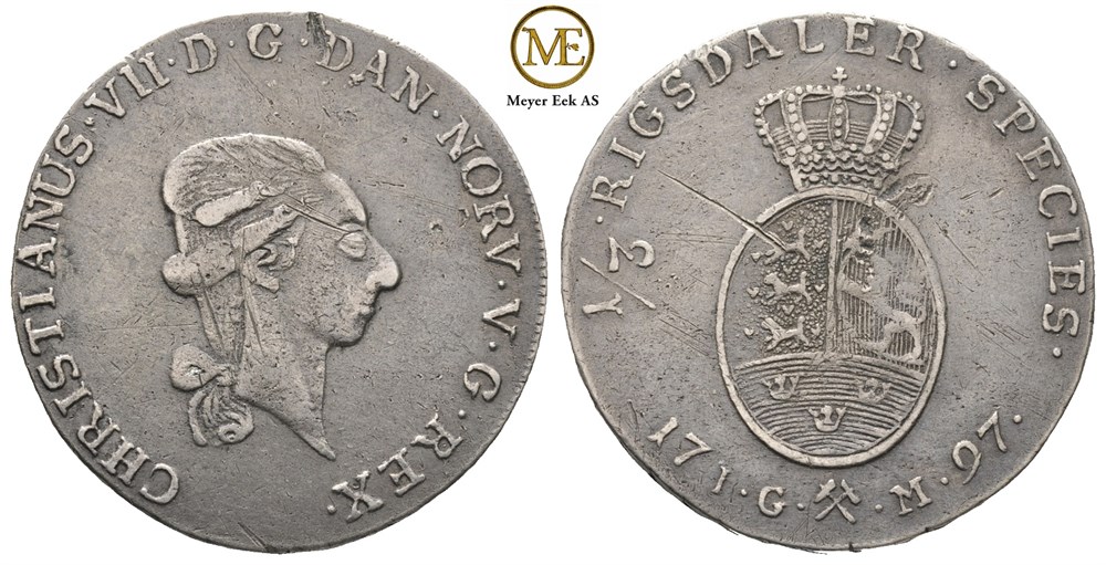 1/3 speciedaler 1797 Christian VII. Kv.1+