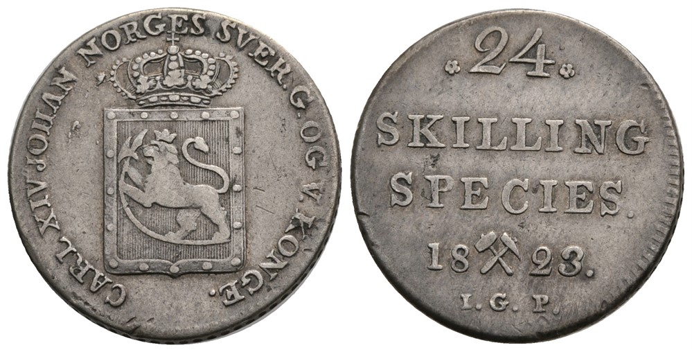 24 skilling 1823 Carl XIV Johan. Kv.1/1+