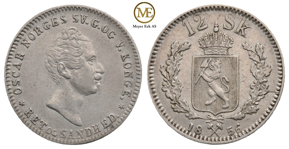 12 skilling 1856 Oscar I. Kv.01