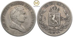 1/2 speciedaler 1844 Carl XIV Johan. Kv.1/1-