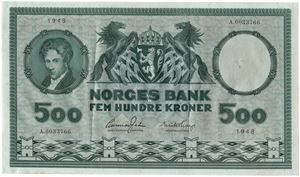 500 kroner 1948 A.0033766. Kv.1+/01