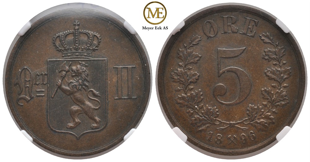 5 øre 1896 Oscar II. Kv.01