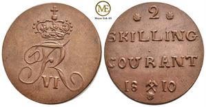 2 skilling 1810 Frederik VI. m/rosetter. NMD.5a. Kv.0