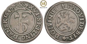 1 mark/16 skilling 1649 Frederik III. Kv.1/1+