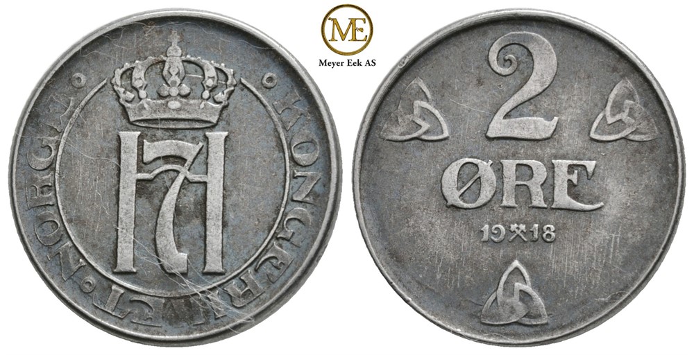 2 øre 1918 Haakon VII. Kv.01