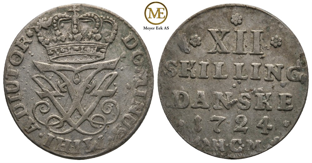 12 skilling 1724 Frederik IV. Kv.1+
