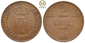 2 øre 1921 Haakon VII. Kv.0