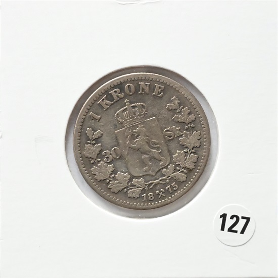 Norge 1 krone/30 skilling 1875 kv. 1/1-