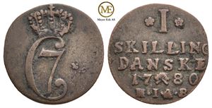 1 skilling 1780 Christian VII. Samtidig forfalskning