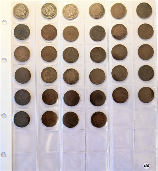 USA Samling 34 stk.  1 cent fra 18621908 kv. VK