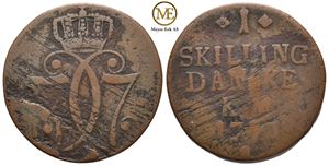 1 skilling 1771 Kongsberg, variant 43. Kv.1-