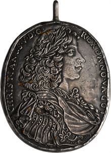 Sølvblikk Christian V (1670-1699) med hempe. Kv.1+