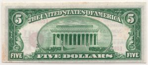 5 dollar The first national bank of Norway. Gradert til 61 hos PCGS. Kv.0/01