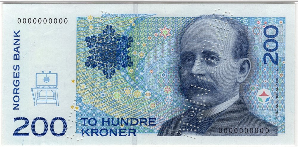 200 kroner 1994 0000000000. Specimen. Kv.0