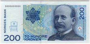 200 kroner 1994 0000000000. Specimen. Kv.0