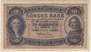 10 kroner 1943 E.0391523. 65 EPQ