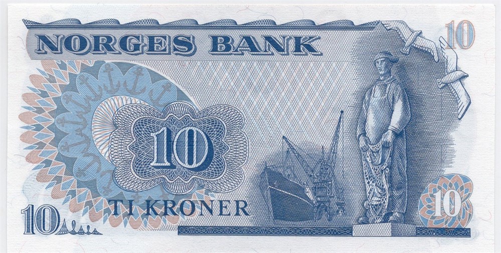 10 kroner 1981 HR erstatningsseddel. Kv.0