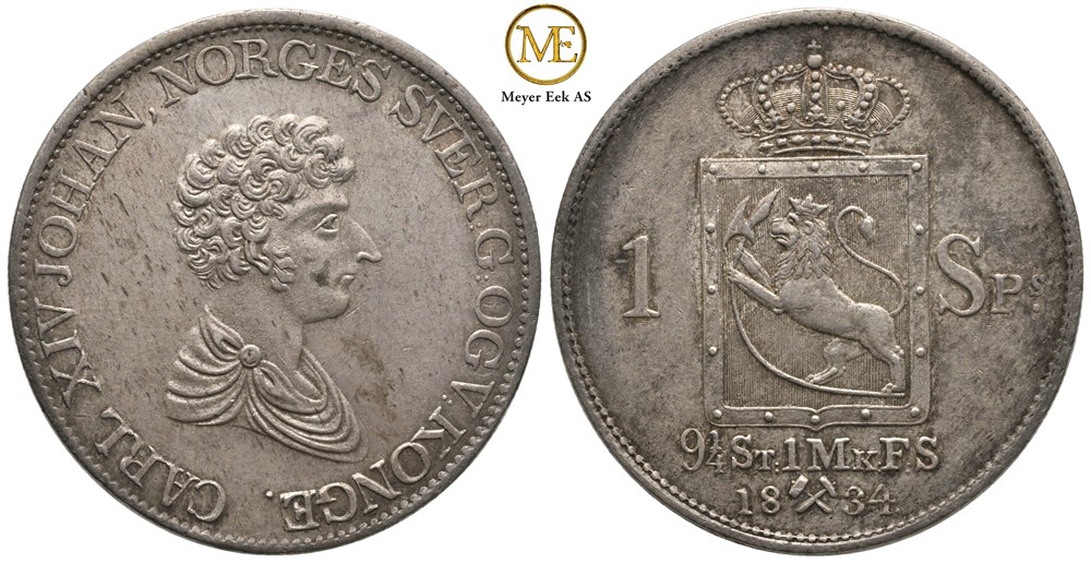 Speciedaler 1834 Carl XIV Johan. Kv.01