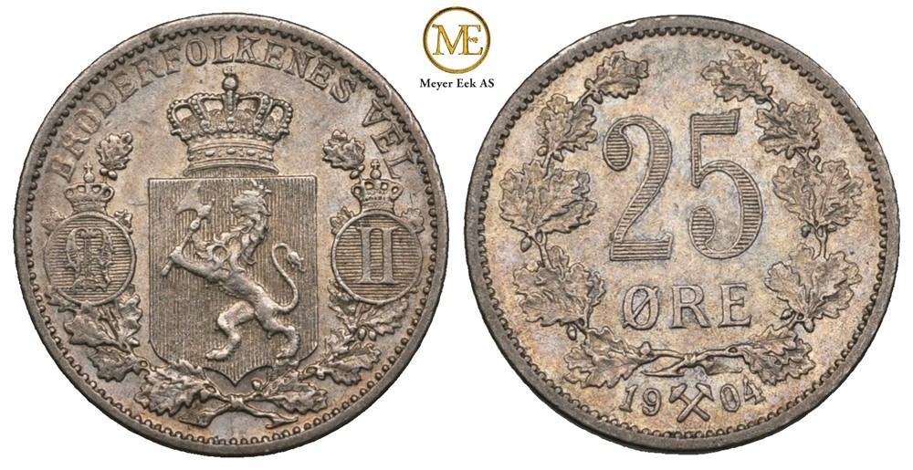 25 øre 1904 Oscar II. Kv.0