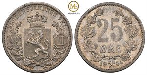 25 øre 1904 Oscar II. Kv.0