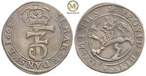 2 mark 1668 Frederik III. Kv.1+