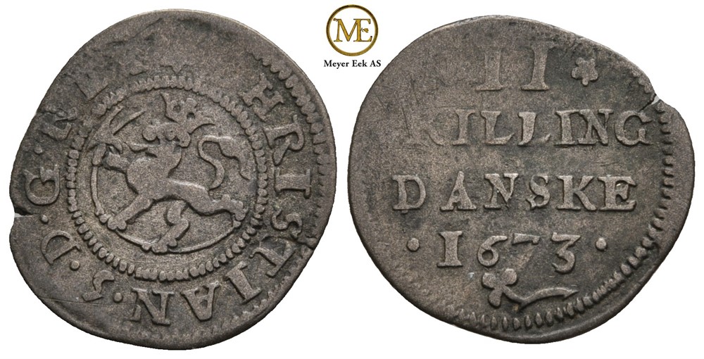2 skilling 1673 Christian V. Kv.1
