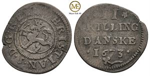 2 skilling 1673 Christian V. Kv.1