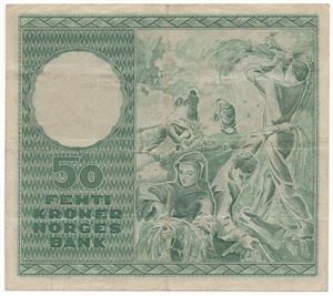 50 kroner 1955 Z.0063682 Erstatningsseddel. RRR-seddel. Kv.1