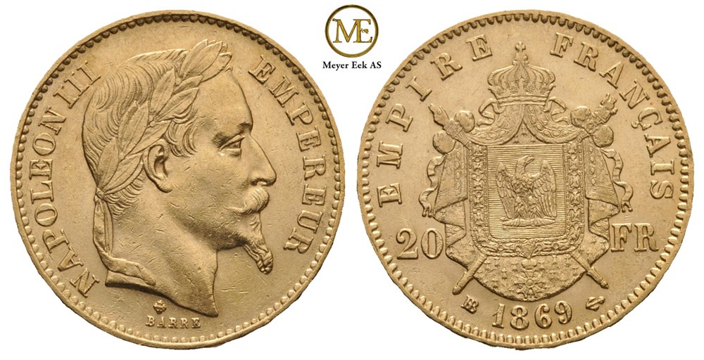 20 francs 1869 Napoleon III. Kv.01
