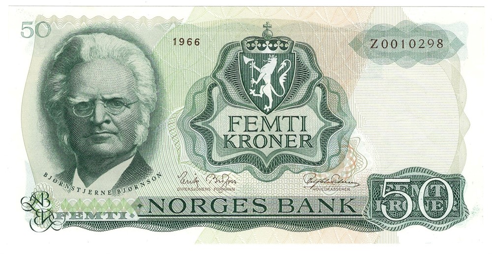 50 kroner 1966 Z.0010298. Erstatningsseddel. S-seddel. Kv.0