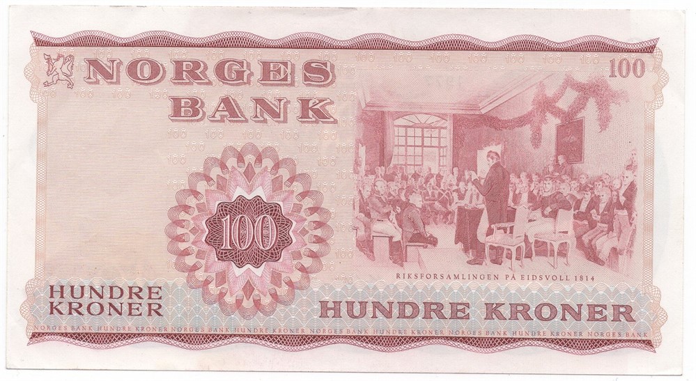 100 kroner 1977 Z.0760549 erstatningsseddel. Kv.01