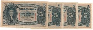 Lot. 5 kroner 1939 - 1943. VK